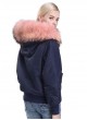 Winter Jacket Coat with Hood, Pink Fox Fur Trims & Rex Rabbit Lining Women's