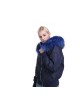 Winter Jacket Coat with Hood, Blue Fox Fur Trims & Rex Rabbit Lining Women's