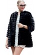  Mink Fur Coat Jacket Black with Suede Trims Women's