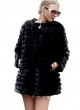  Mink Fur Coat Jacket Black with Suede Trims Women's