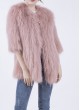 Knitted Fox Fur Coat Jacket Women's Pink