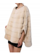 Mink Fur Sweater Poncho Cape Bolero Jacket Coat Women's Pearl Cream