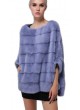 Mink Fur Sweater Poncho Cape Bolero Jacket Coat Women's Light Blue