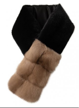 Russian Sable Fur & Black Mink Fur Scarf Collar Women's
