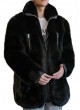 Fox Fur Coat Jacket Coat Bomber Men's Leather Black