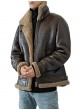 Shearling Lamb Fur Leather Jacket Coat Sheepskin Fur Lining  Men's Sz L Brown