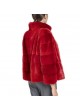 Mink Fur Jacket Coat Bolero Women's Red