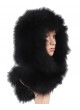 Knitted  Fox Fur Black Hood Hat Scarf Women's