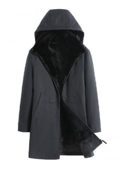 Winter Parka Coat Jacket with Black Mink Fur Detachable Lining, Men's Sz 40/42  Hood