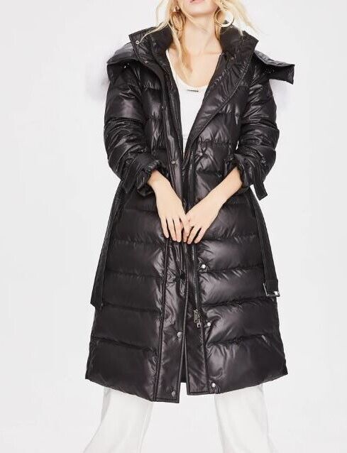 Women's Winter Down Jacket Coat White Fox Fur Black - Image 4