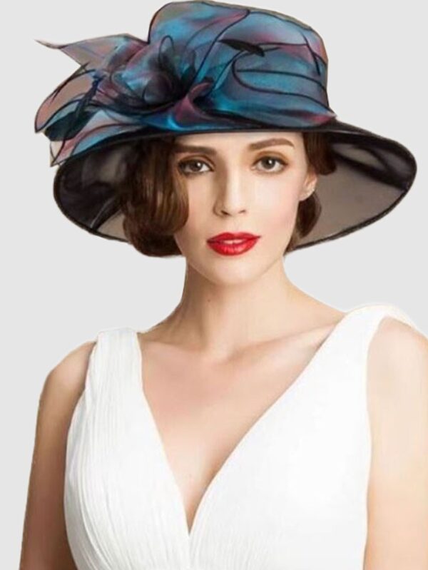 Women's Organza Hat Wedding Black Blue