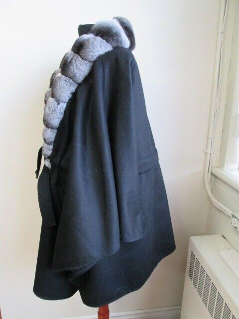 Women's 100% Cashmere Chinchilla Fur Cape Wrap 29" - Image 4