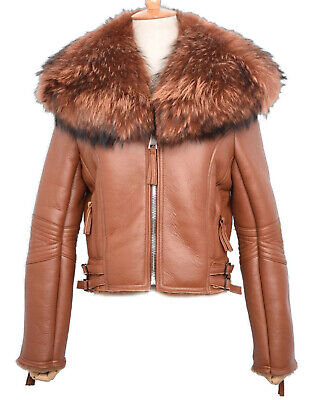 Women's New Green Shearling Sheepskin Fox Fur Jacket - Image 9
