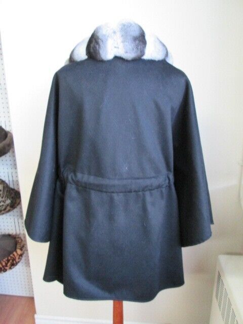 Women's 100% Cashmere Chinchilla Fur Cape Wrap 29" - Image 6