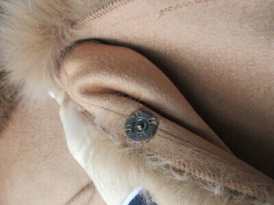Women's Caramel Camel Cashmere Wool Wrap Cape Fox Fur Trim - Image 5