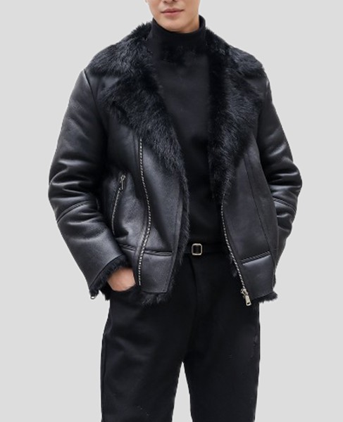 Men's TUSCAN Shearling Leather Jacket Sheepskin Fur - Image 4