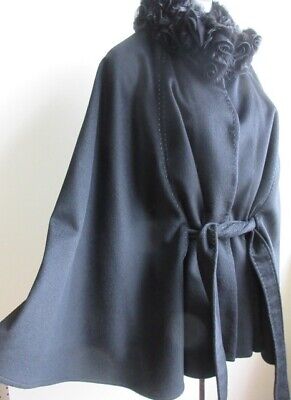 Women's 100% Cashmere Wrap Cape Shawl Mink Fur - Image 3