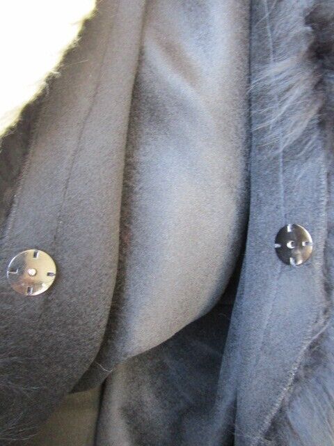 Women's Grey Cashmere Wool Wrap Cape Hood Silver Fox Fur T - Image 5
