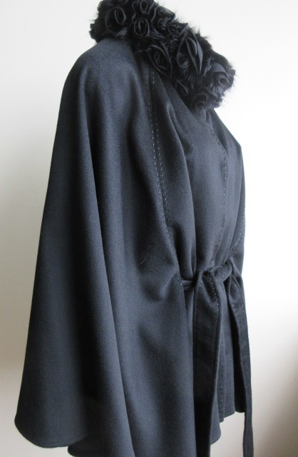 Women's 100% Cashmere Wrap Cape Shawl Mink Fur - Image 4