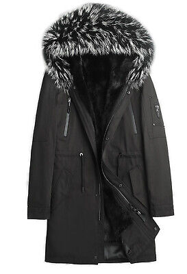 Men's Jacket Parka Coat Silver Fox Fur Hood NEW - Image 4