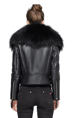 Women's New Green Shearling Sheepskin Fox Fur Jacket - Image 8
