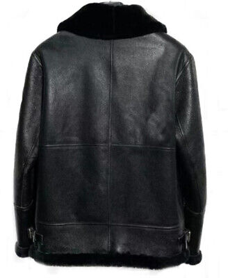 Men's Shearling Lamb Leather Jacket Sheepskin Fur - Image 3
