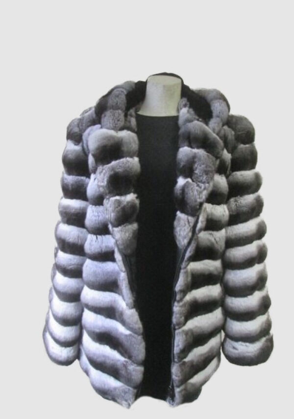 Chinchilla Fur Jacket Coat Hood Men Sz 50