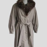 Raincoat with Raccoon Fur Collar & Lining SUPERB Sz 6/8