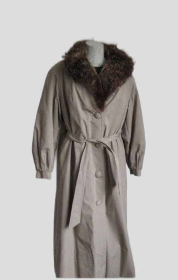 Raincoat with Raccoon Fur Collar & Lining SUPERB Sz 6/8