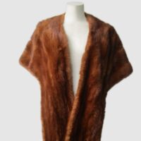 Mink Fur Stole Wrap Cape Wedding Vintage Very Good 64" x 16" Chinese Mink