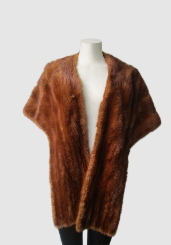 Mink Fur Stole Wrap Cape Wedding Vintage Very Good 64" x 16" Chinese Mink