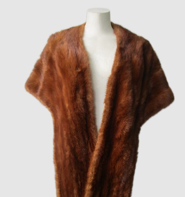Mink Fur Stole Wrap Cape Wedding Vintage Very Good 64" x 16" Chinese Mink