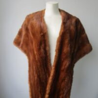 Mink Fur Stole Wrap Cape Wedding Vintage Very Good 64" x 16" Chinese Mink