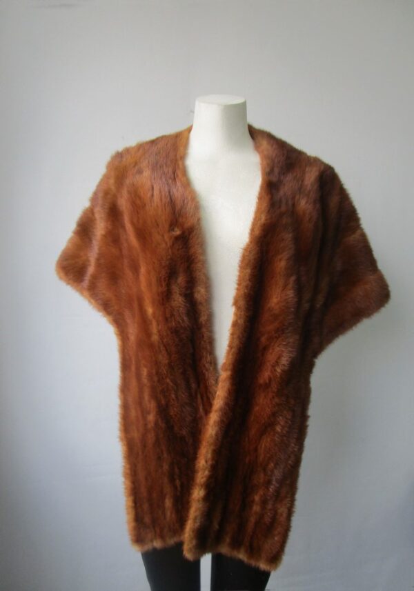 Mink Fur Stole Wrap Cape Wedding Vintage Very Good 64" x 16" Chinese Mink
