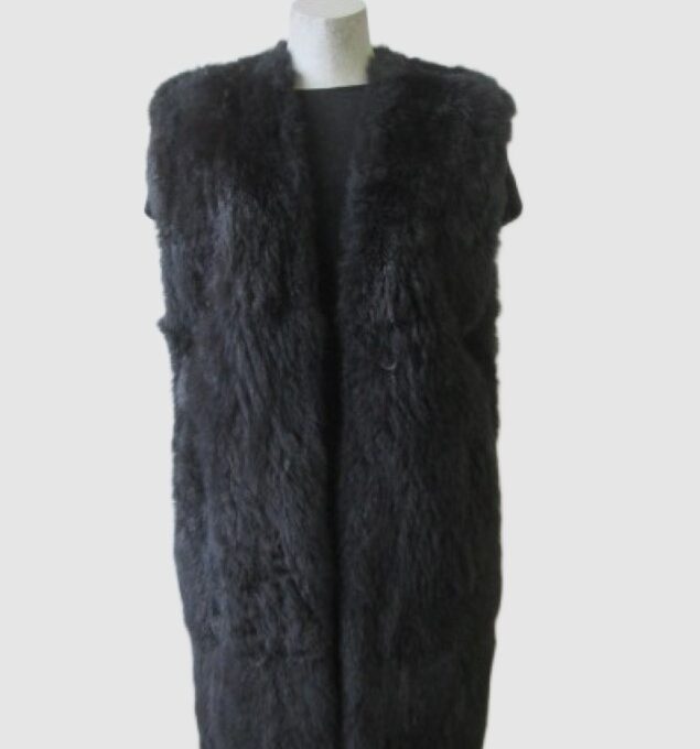 Opossum Fur Lining Vest SUPERB Sz 8 Black