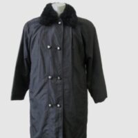 Raincoat with Detachable Opossum Fur Vest Lining SUPERB Sz 8 Black