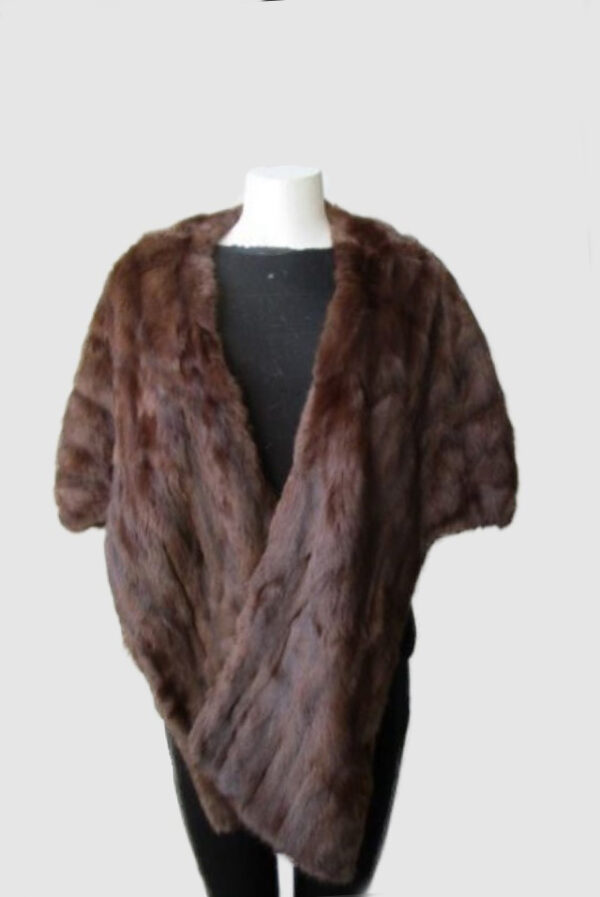 Muskrat Fur Stole Wrap Cape MINT