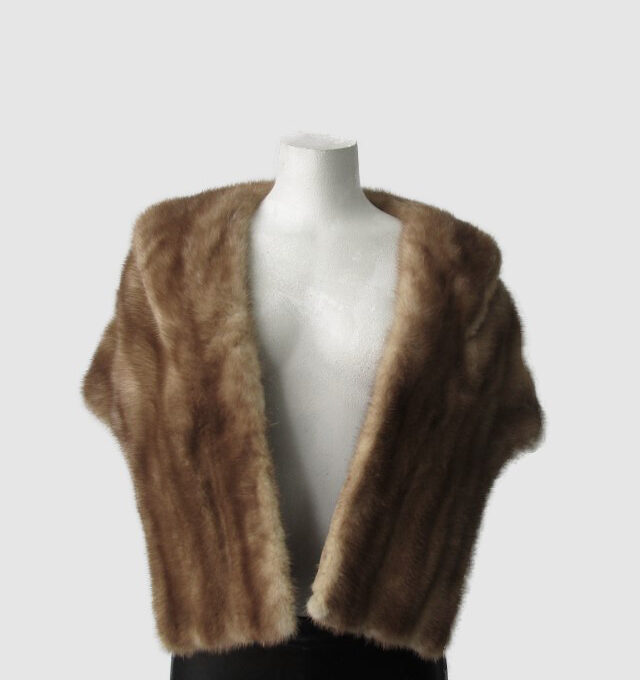 Mink Fur Stole Wrap Cape Wedding 52"x 16" MINT