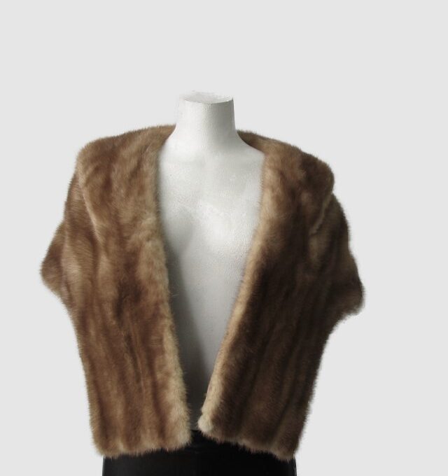 Mink Fur Stole Wrap Cape Wedding 52"x 16" MINT
