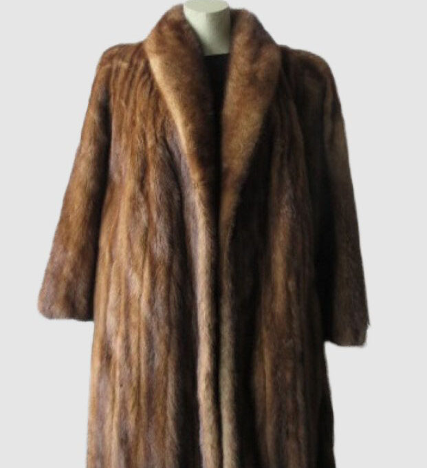 Mink Fur Coat Jacket Large Sz 12 Natural Dark Pastel