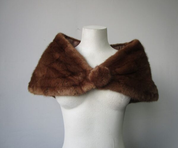 Muskrat Fur Stole Wrap Cape MINT