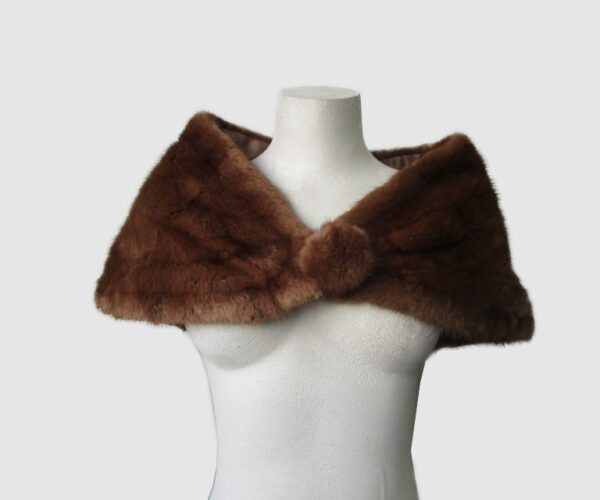 Muskrat Fur Stole Wrap Cape MINT