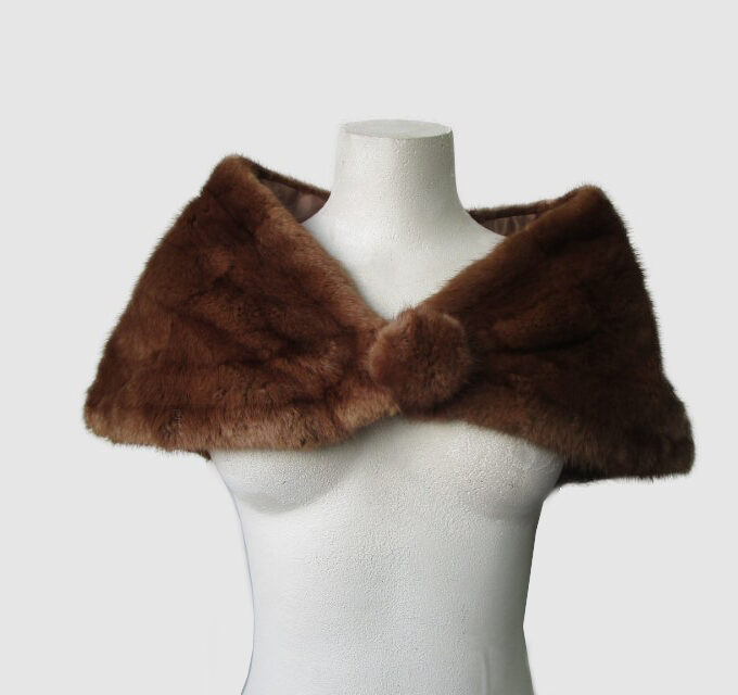 Muskrat Fur Stole Wrap Cape MINT