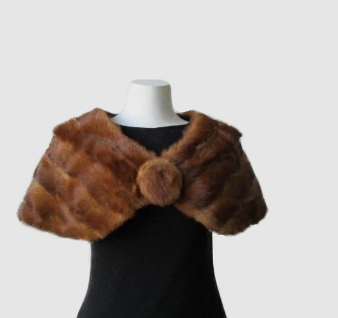 Mink Fur Cape Shawl Stole Wrap Cape MINT Wedding