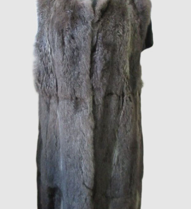 Opossum Fur Lining Vest SUPERB Sz 8 Green Gray