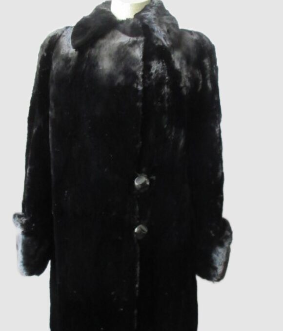 Muskrat Fur Coat Jacket  MINT Sz 8 Black Women's