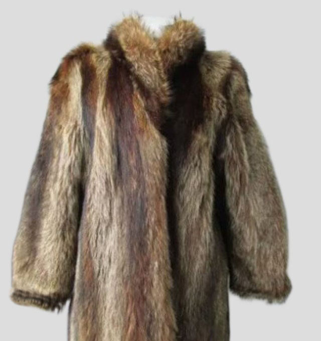 Raccoon Fur Coat Jacket Very Good+ Sz 10/12