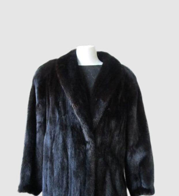 Mink Fur Coat Jacket SUPERB Sz 12 L Natural Dark Ranch