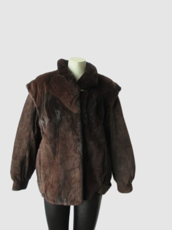Sheared Mink Fur Coat Jacket Vest Detachable Suede Sleeves MINT Sz 8