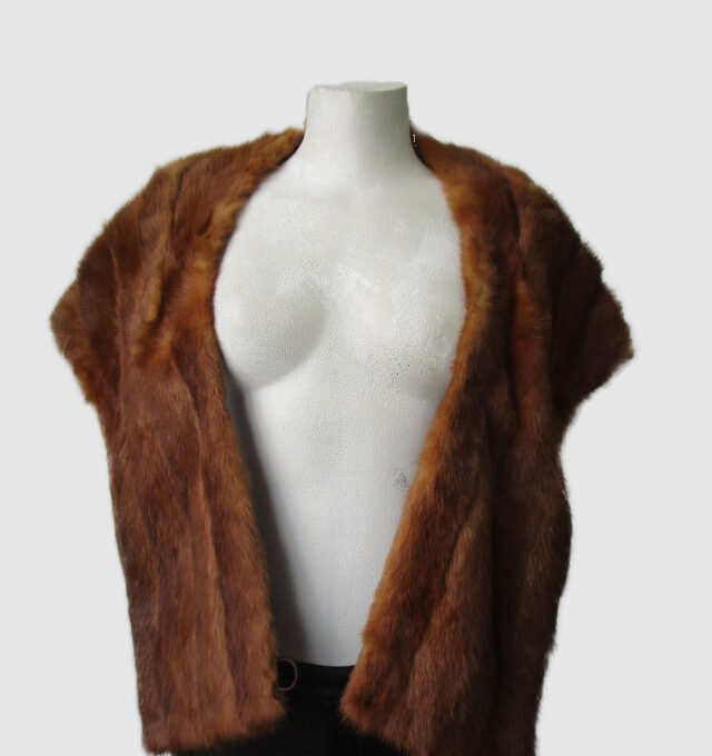 Reddish Mink Fur Stole Wrap Cape Wedding  MINT
